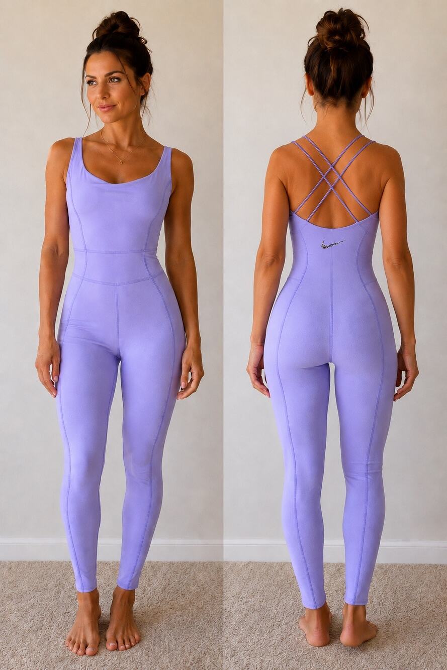 Nike Yoga Dri-FIT One Piece Jumpsuit Bodysuit/Romper Lavender Purple Size Small